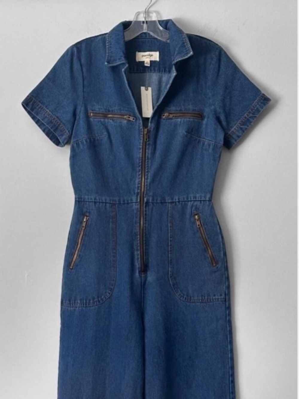 Denim short sleeve coveralls jumpsuit Porridge L